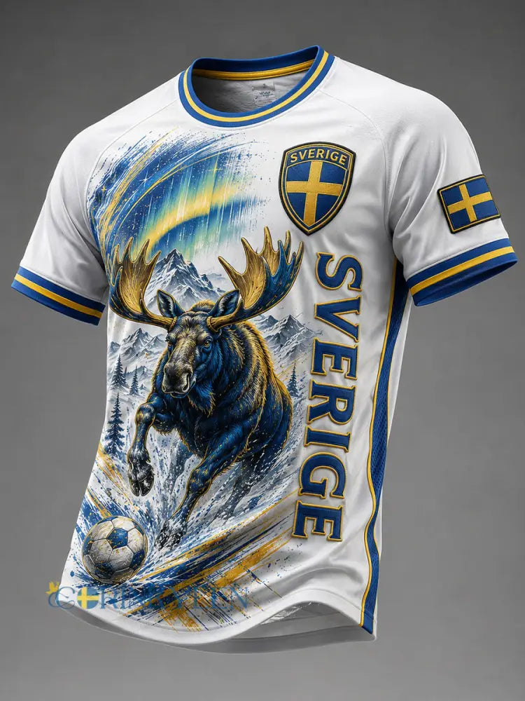 Retro svensk fotbollsfan-konsttryck avslappnad tröja - A / S
