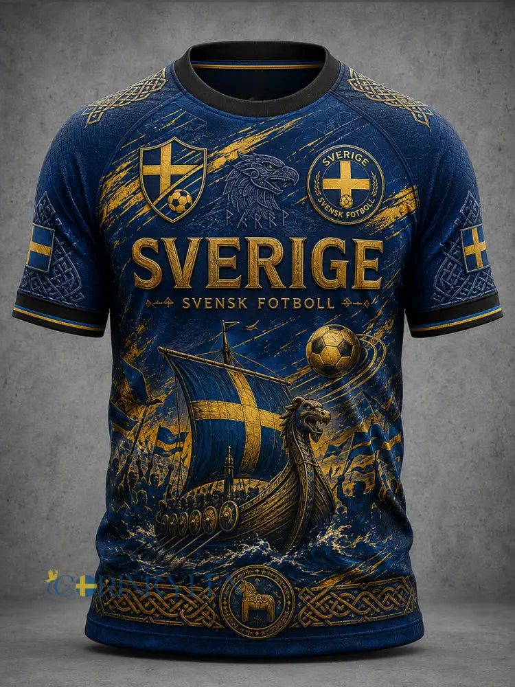 Retro svensk fotbollsfan-konsttryck avslappnad tröja - A / S