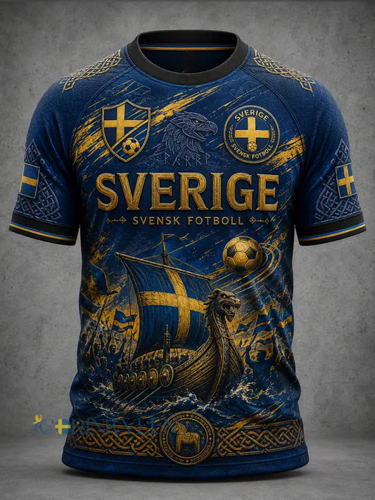 Retro svensk fotbollsfan-konsttryck avslappnad tröja - A / S