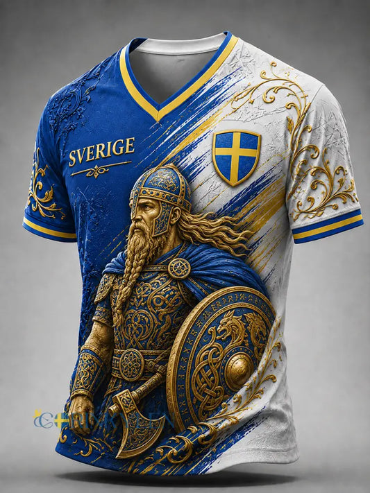 Retro svensk fotbollsfan-konsttryck avslappnade shorts - A / S