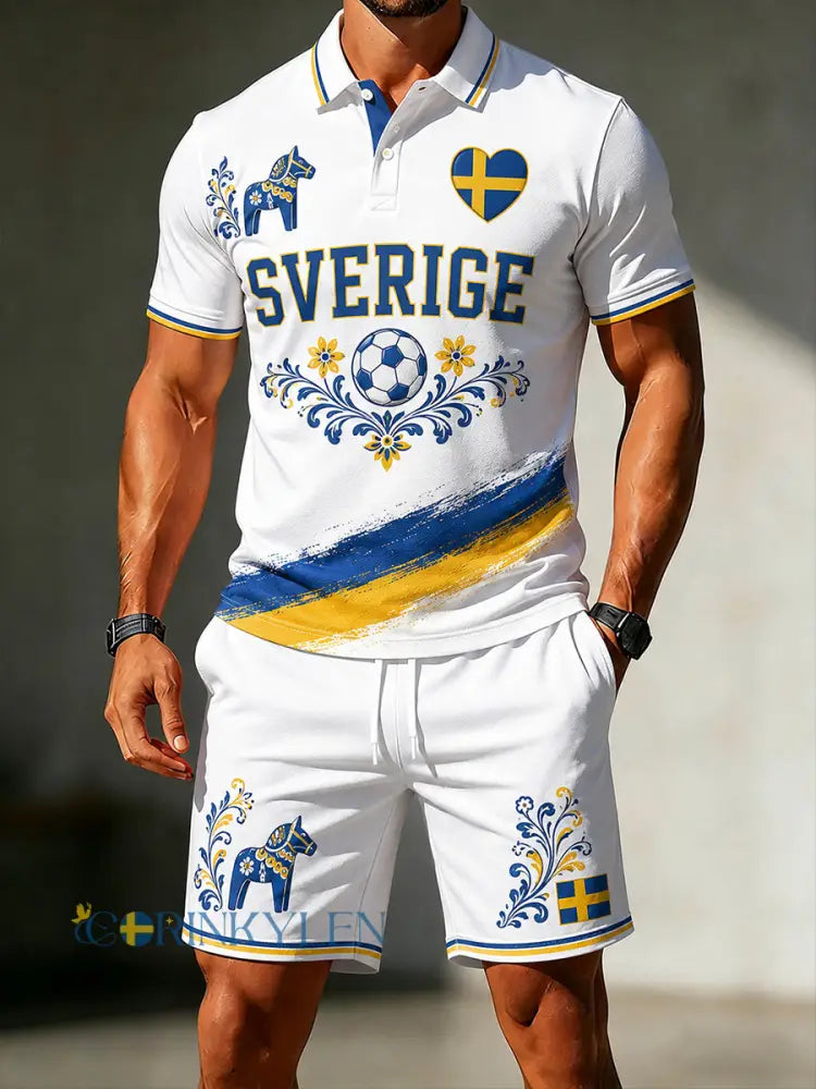 Retro svensk fotbollsfanart-print avslappnad 2-delad set - A / S