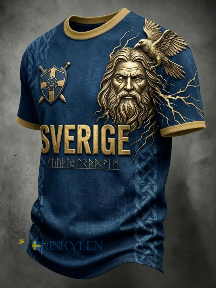 Retro svensk fotbollsfanart-print avslappnad t-shirt - blå / S