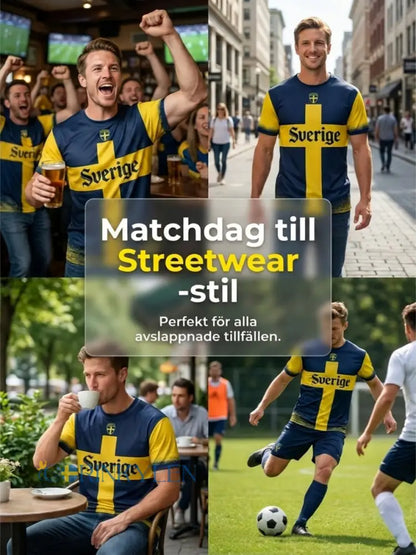 Retro svensk fotbollsflagga märke avslappnad kortärmad t-shirt