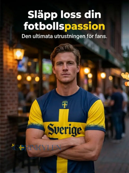 Retro svensk fotbollsflagga märke avslappnad kortärmad t-shirt