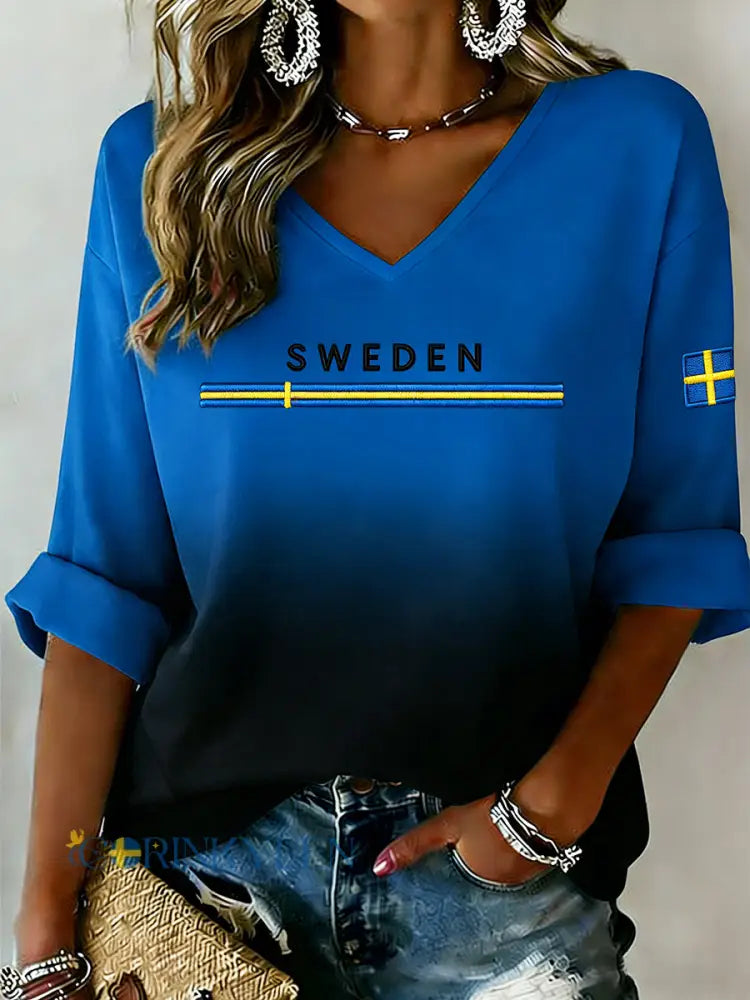 Retro svensk konststil tryckt ledig topp - A / S