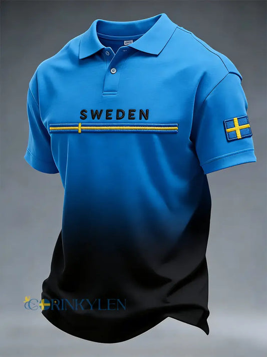 Retro svensk konststilstryck avslappnad polotröja - A / S