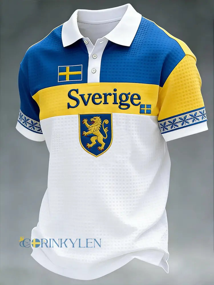 Retro svensk konststilstryck avslappnad polotröja - A / S