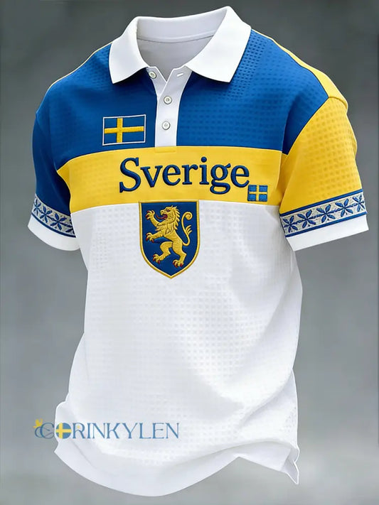 Retro svensk konststilstryck avslappnad polotröja - A / S