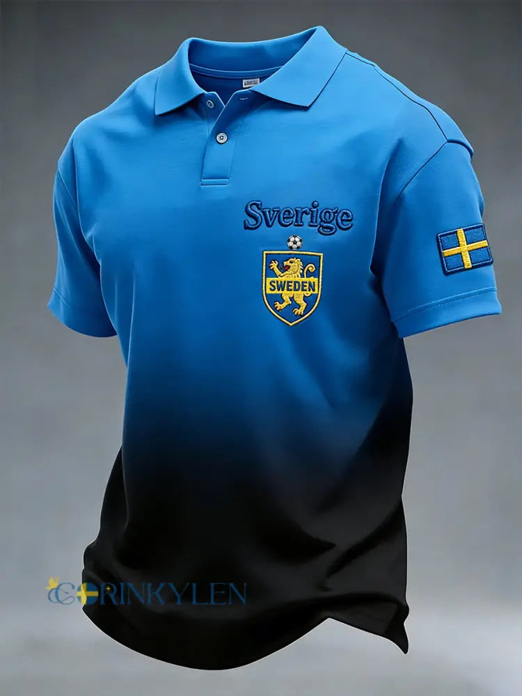 Retro svensk konststilstryck avslappnad polotröja - A / S