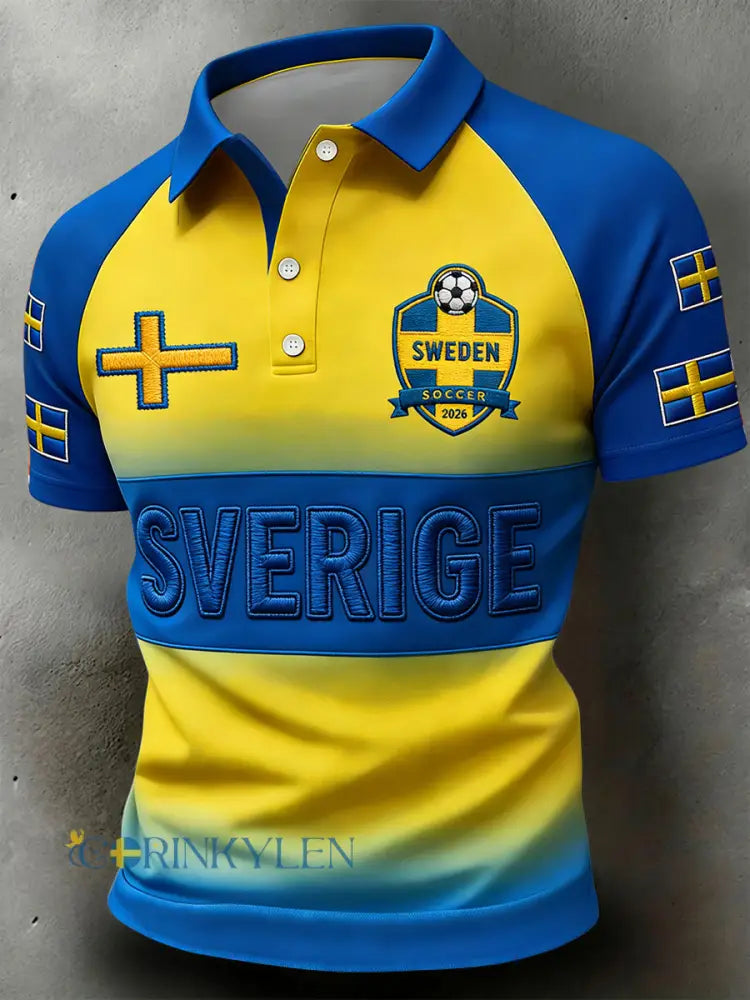 Retro Sverige 2026 Fotbollsmatch Minnespolo i casual-stil - blå / S