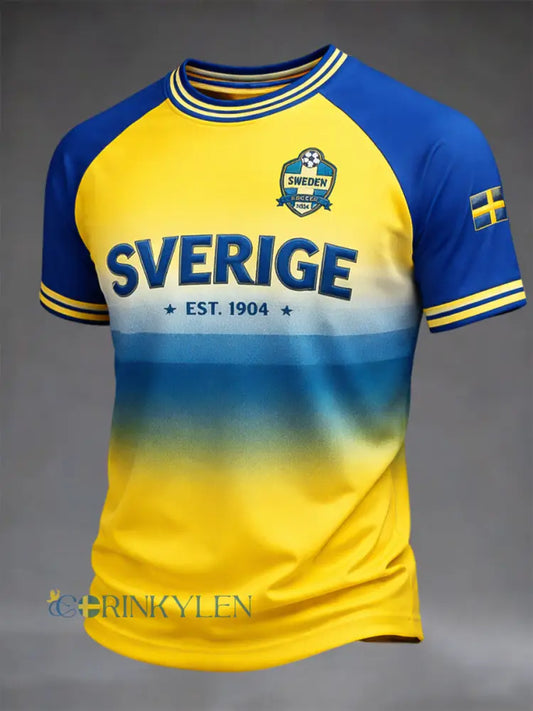 Retro Sverige 2026 Fotbollsmatch Minnest-shirt Lättklädd T-shirt - blå / S
