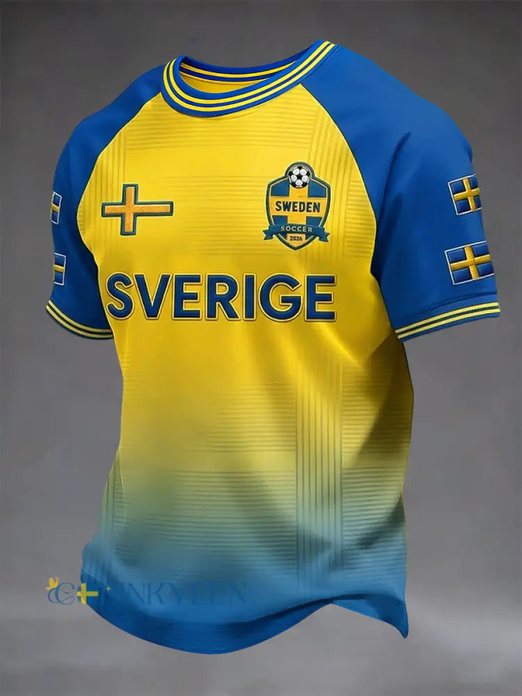 Retro Sverige 2026 Fotbollsminnest-shirt ledig stil - blå / S