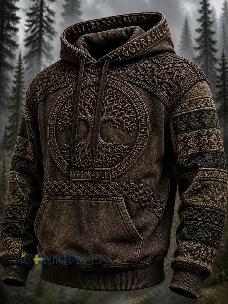 Retro Viking kulturkonst Skriv ut Casual Bekväm Huvad - A / S