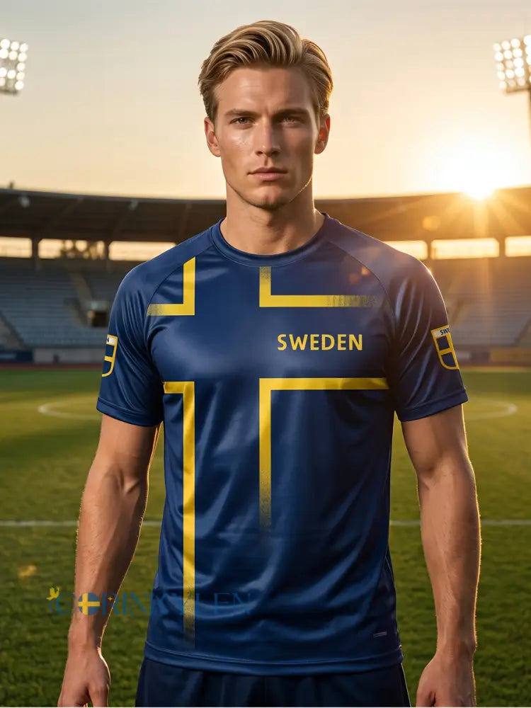 Retro viking svensk fotbollsflagga märke kortärmad t-shirt