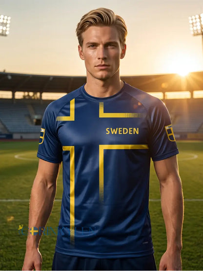 Retro viking svensk fotbollsflagga märke kortärmad t-shirt