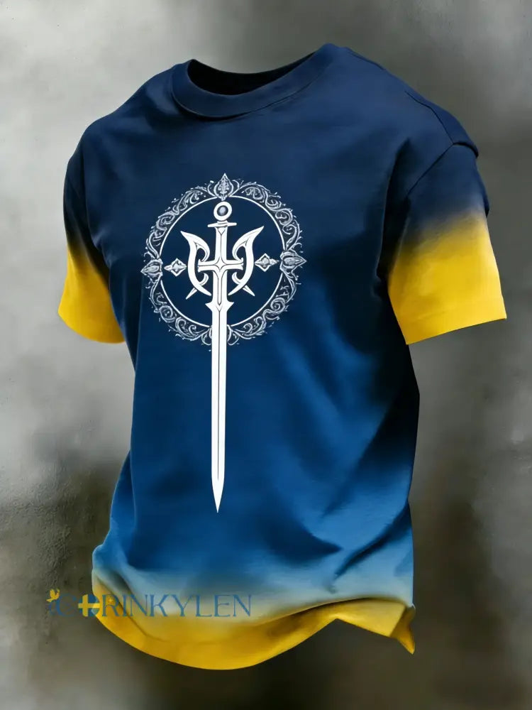 Retro viking svensk fotbollsflagga märke kortärmad t-shirt - blå / S