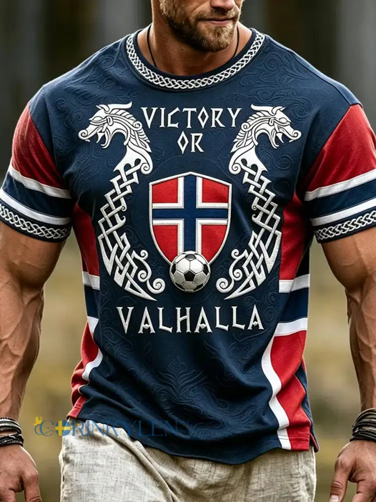 Retro vikingisk grafiskt tryckt t-shirt i nordisk stil för vardagsbruk - A / S