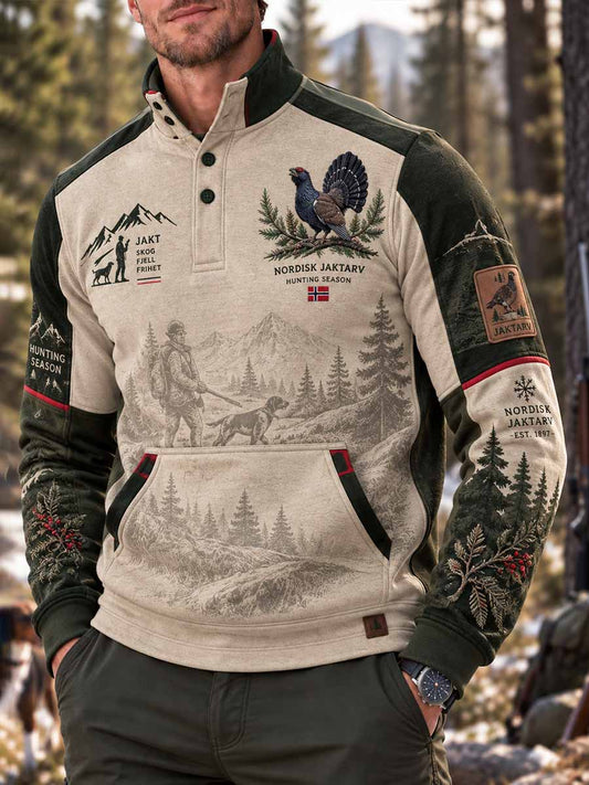 Mäns traditionella jakt säsong mönster Print Sweatshirt
