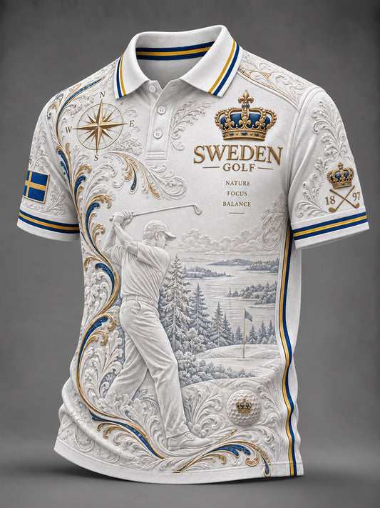 Mäns svenska Golf Konst Casual Polo tröj