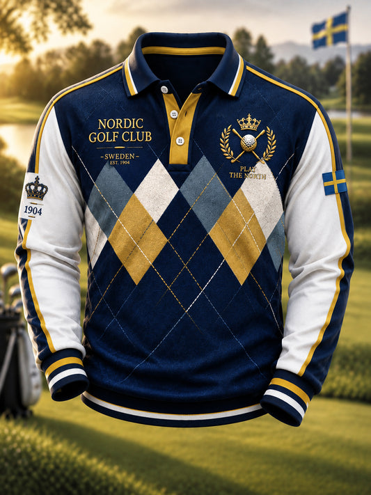 Mäns klassiska golf konst runkade polo skjjorta