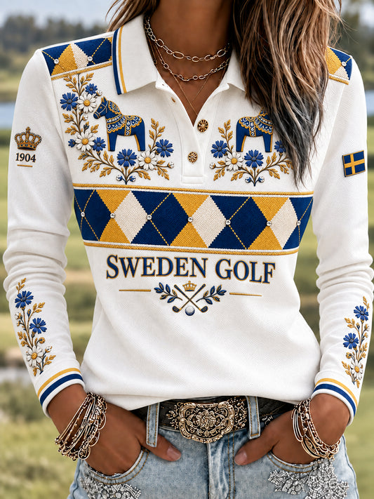 Kvinnors svenska Golf Konst Casual Polo tröja
