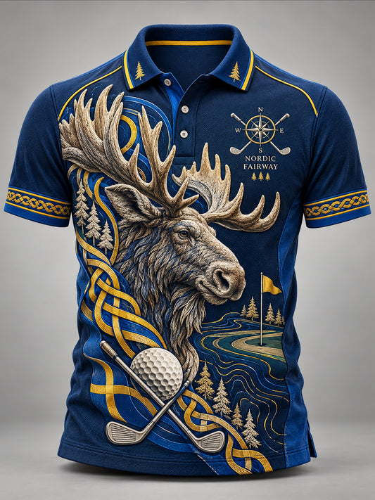 Mäns Retro Golf-Inspirerad Moose Polo tröj
