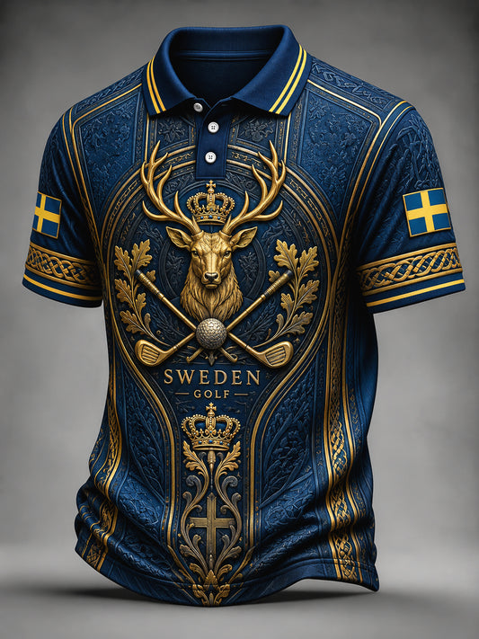 Mäns svenska Golf Moose Casual Polo tröj