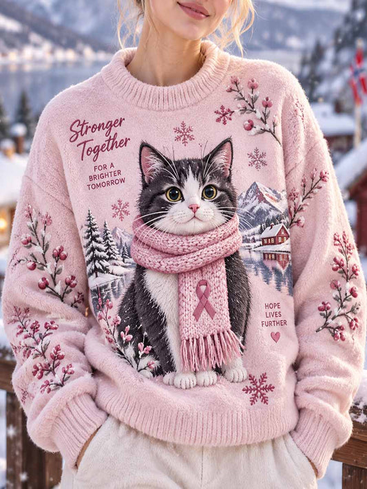 Kvinnors katt Pink Ribbon Tröjar