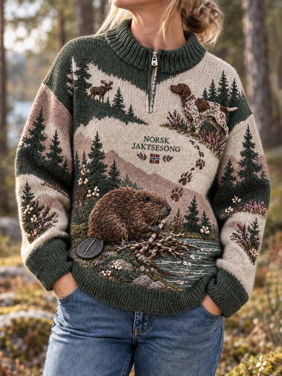 Kvinnors Vintage jakt säsong Mönster Skriv ut tröjar