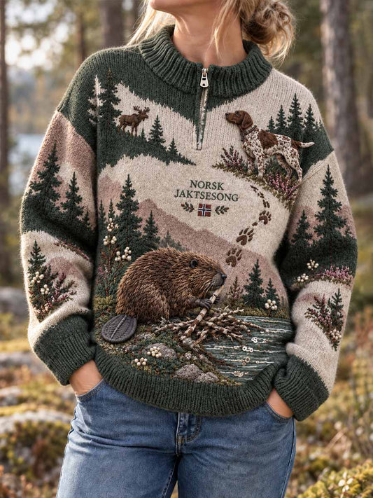 Kvinnors Vintage jakt säsong Mönster Skriv ut tröjar