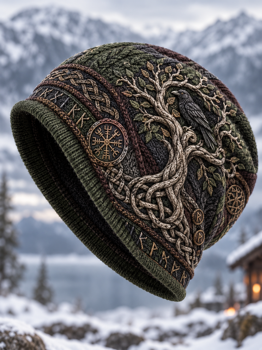 Viking Vintage Höst- och vintermössa, varm och kallstickad