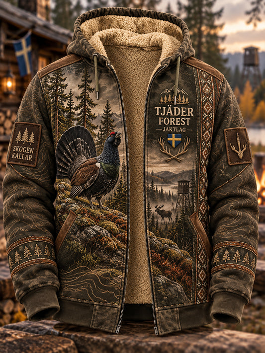 Mäns svenska Moose-Jaggt Fleece-Lined Hooded Jacka