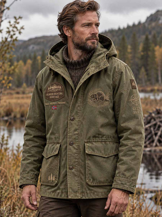 Mäns Vintage äventyr jakt säsong tryckta jacka