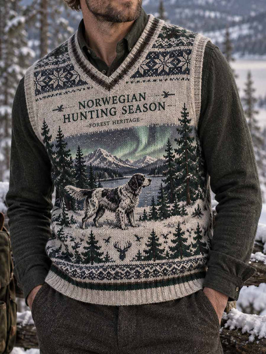 Mäns Vintage Skogshund Tryckväst tröjar