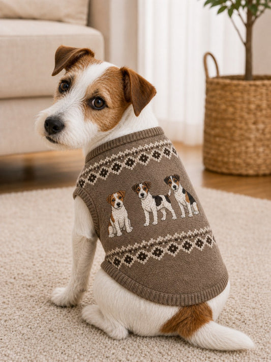 Vintage jackrusselterrierhundar, ö-mönstrad tryckt väst utan ärm för husdjur