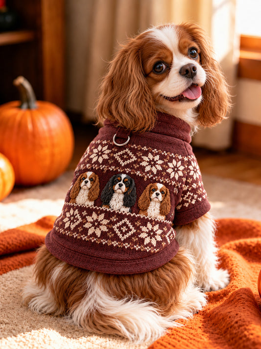 Vintage Cavalier King Charles Spaniel Dogs Isle Mönster Skriv ut kortärmskjorta (med D-ring)
