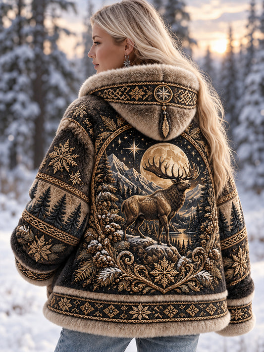 Damens nordiska skogsdjur Flannel rocka