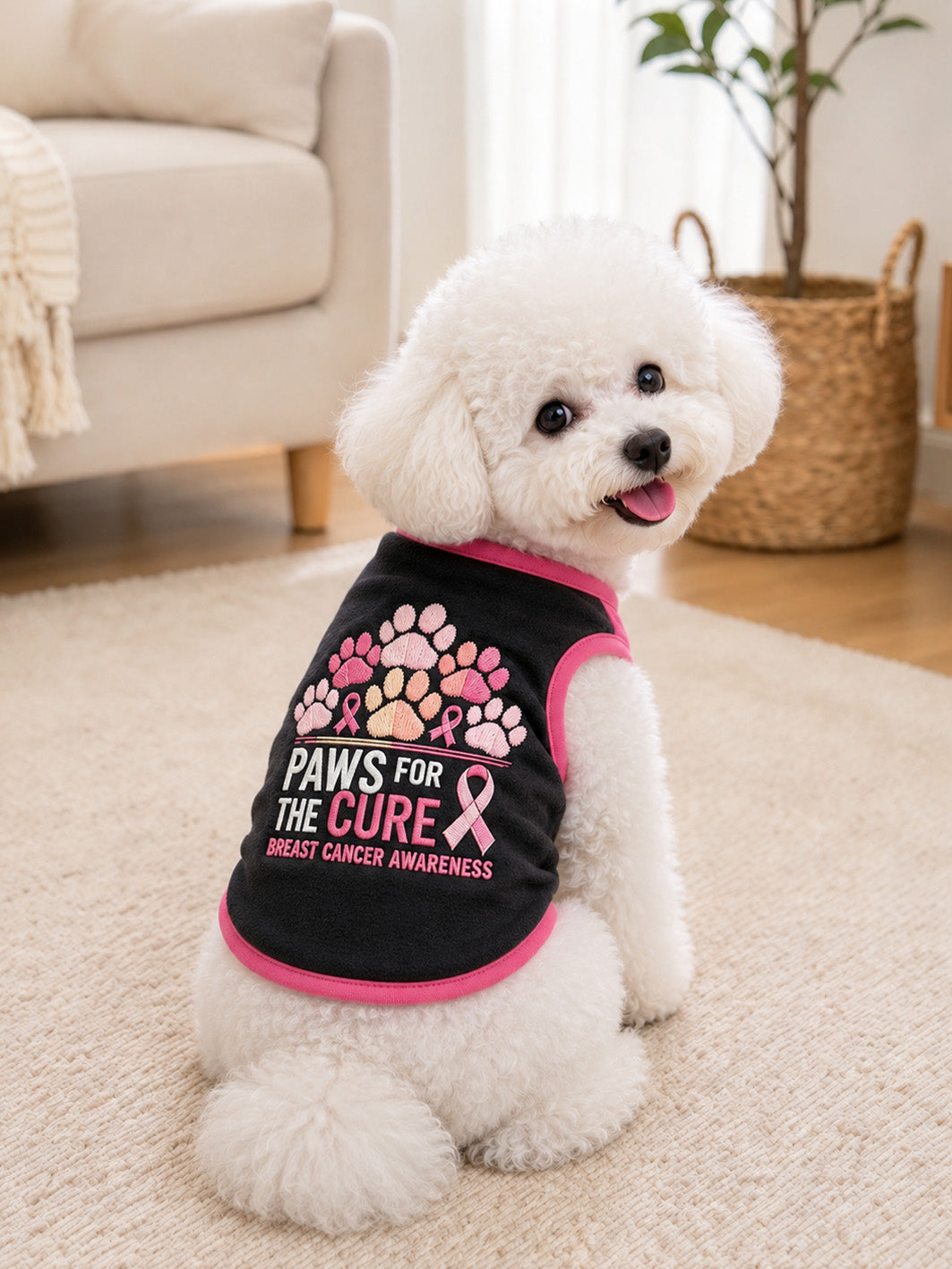 PAWS för bröstcancer medvetenhet Mönster Husdjur ärmlösa västa