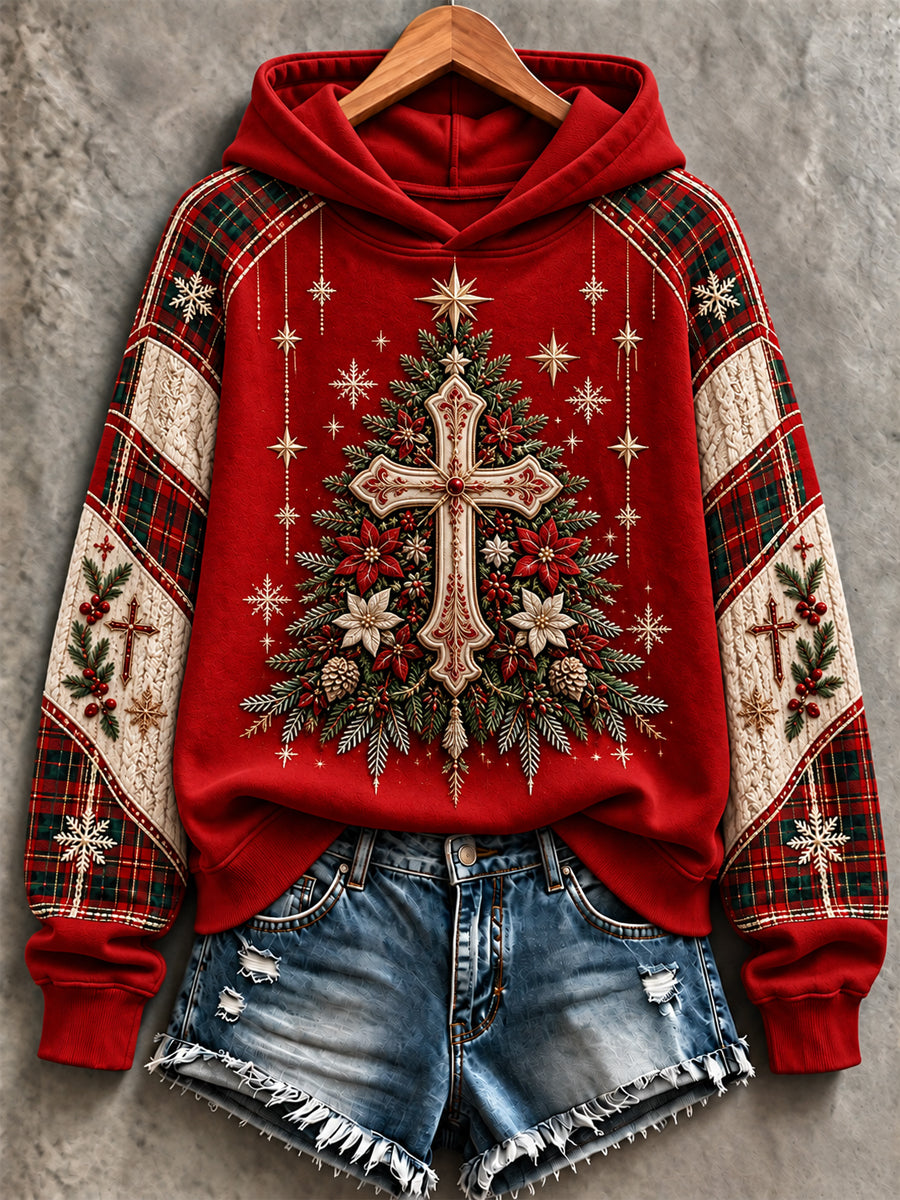Kvinnors jul Print Casual Hoodie Print