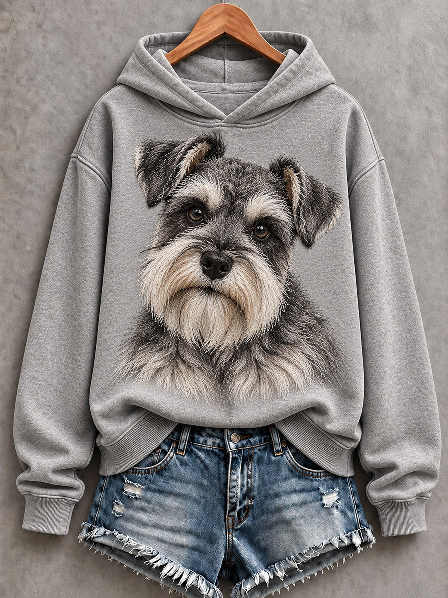 Söt, bekväm hoodie för kvinnor med schnauzermönster