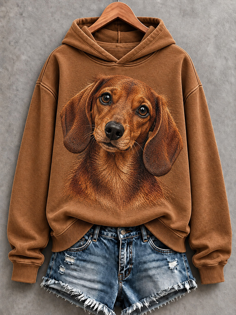 Söt, bekväm hoodie för kvinnor med dachshund-mönster