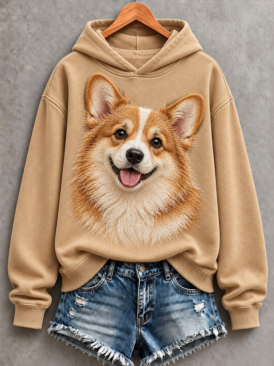 Söt, bekväm hoodie för kvinnor med corgimönster