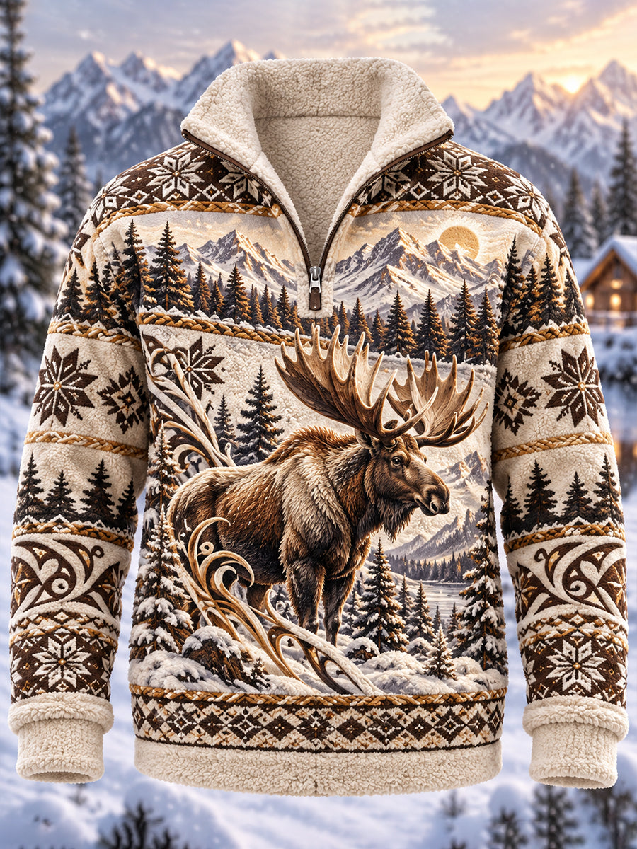 Herrens nordiska skogsdjur Half-Zip Fleece Sweatshirt