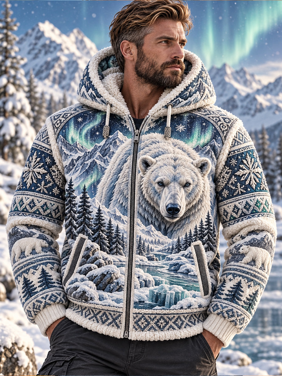 Mäns nordiska skogsdjur Fleece-Lined Hoodiee
