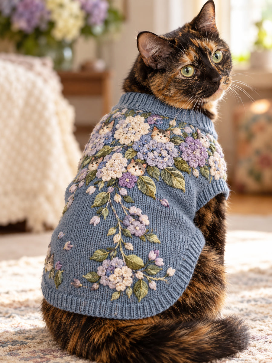 Floral-print katt Tank topp
