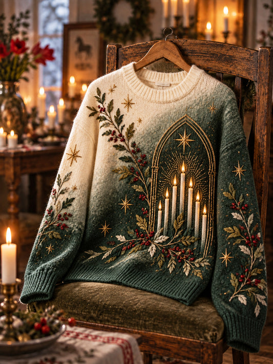 Kvinnor Retro Lucia Ljusströja Ombré rund hals tröjar
