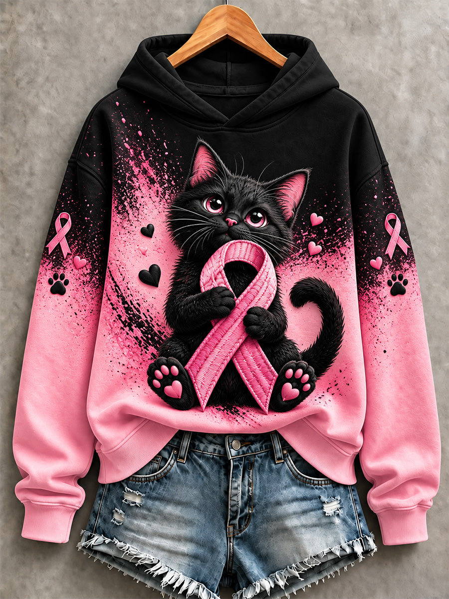 Kvinnors bröstcancer medvetenhet Stöd Print Sweatshirt