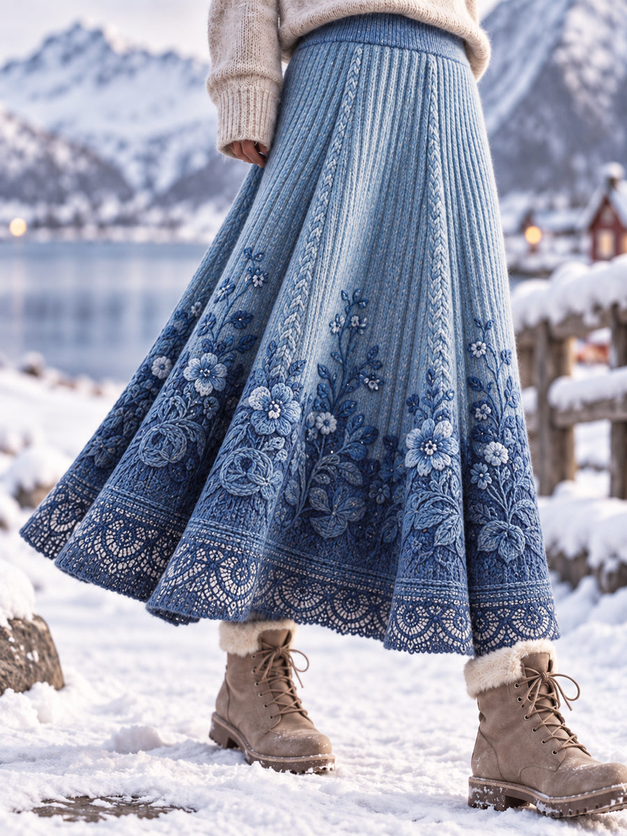Kvinnors Retro Konstnärliga Floral Patchwork A-Line Kjort