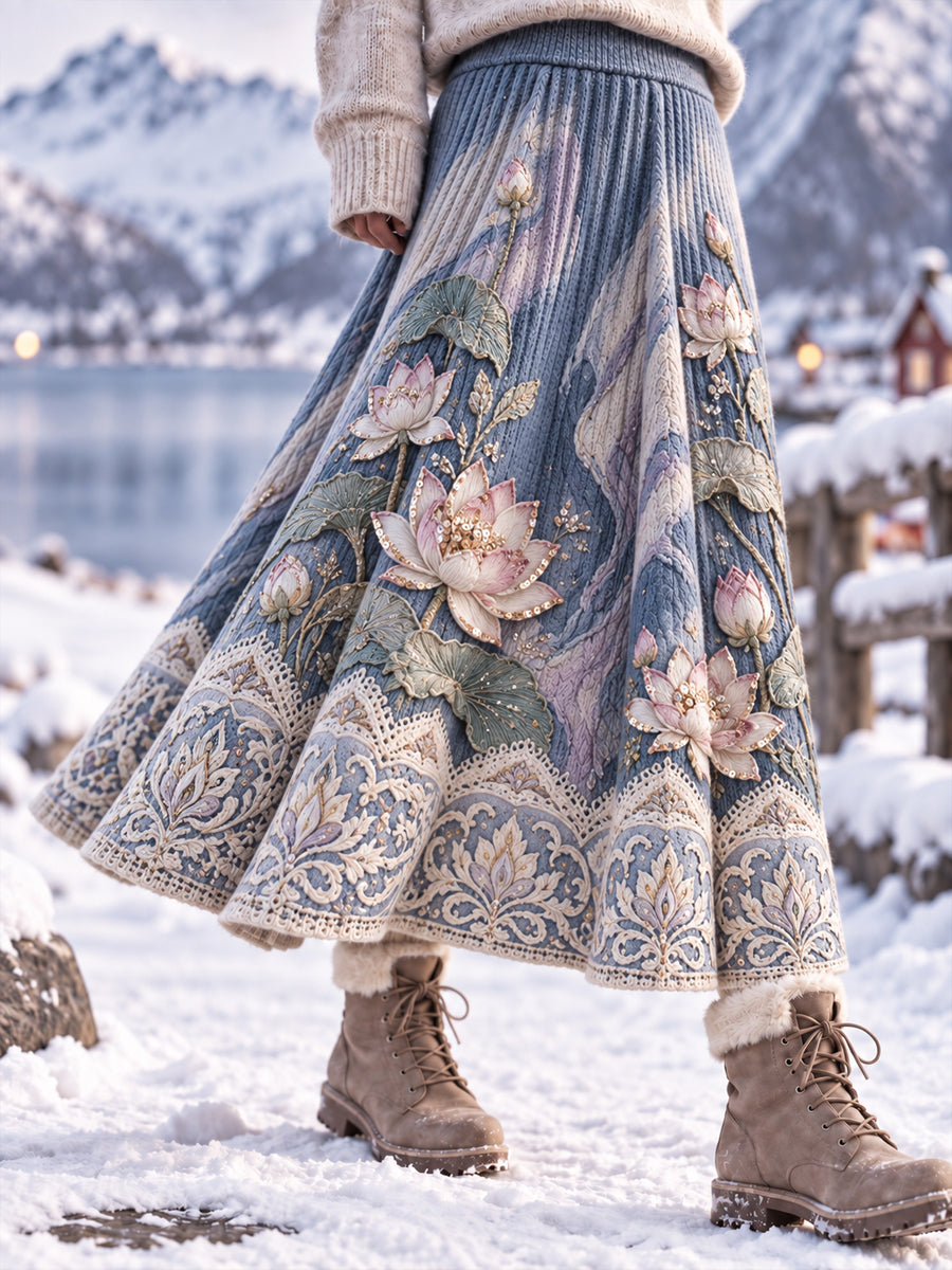 Kvinnors Retro Konstnärliga Floral Midi Skjort
