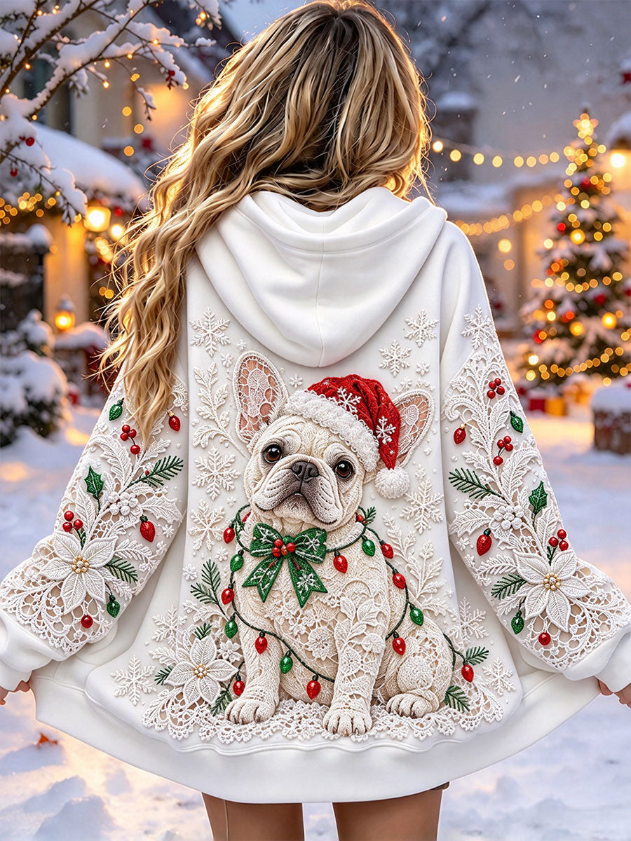 Kvinnors jul Franska Bulldog Print Jackor